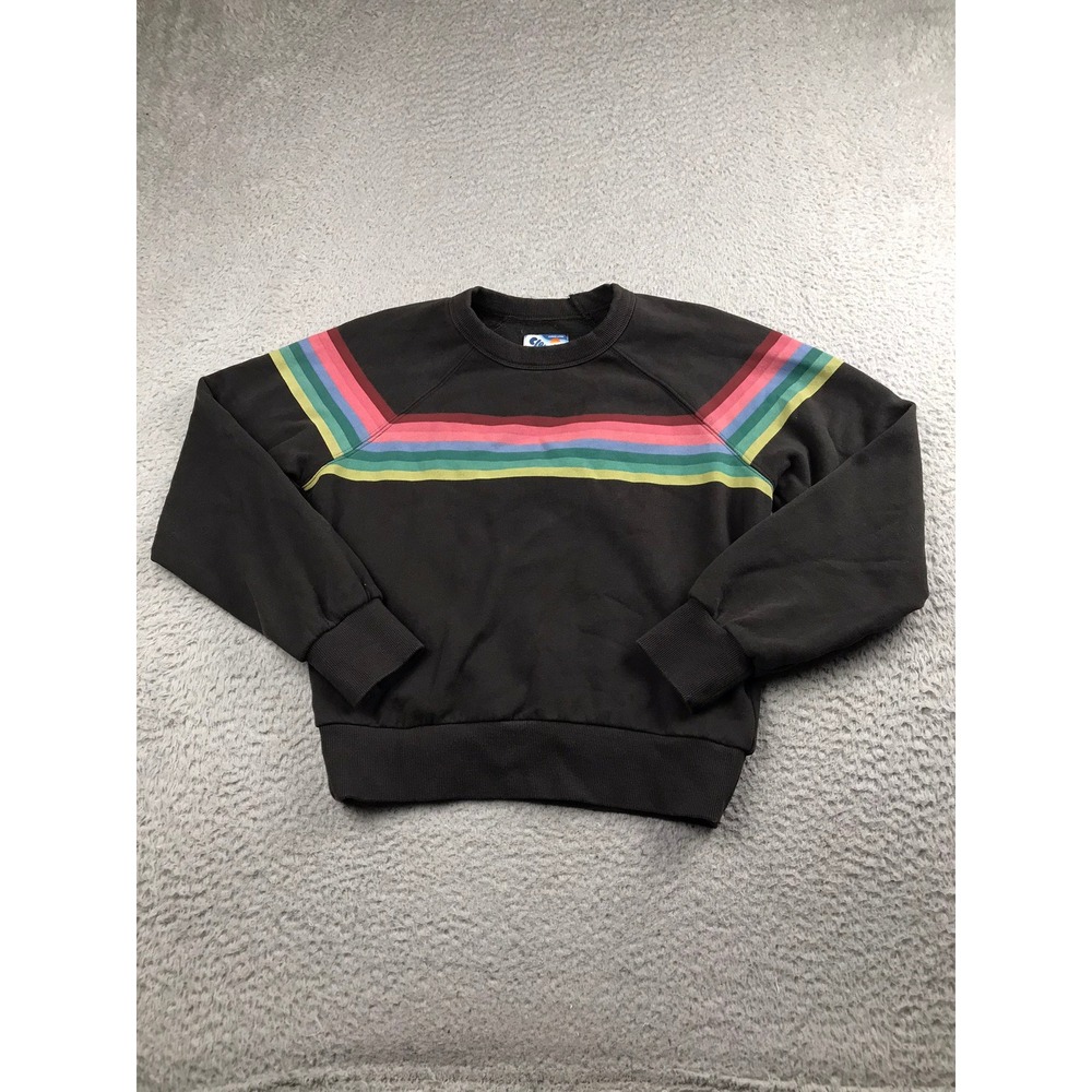 Marine Layer Cloud 9 Stripe Fleece Sweatshirt Women XS Faded Rainbow Pullover